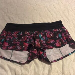 lululemon athletica Floral Athletic Shorts - Black and Pink